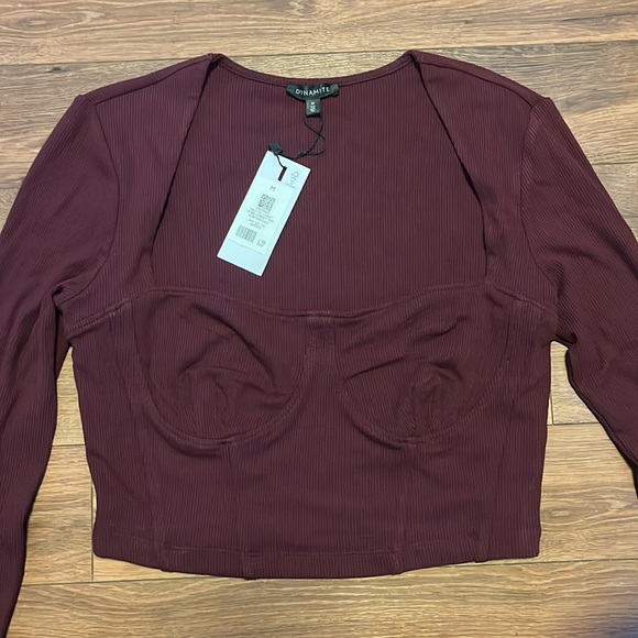 NWT* Dynamite Long Sleeve Ribbed Corset Top - Picture 8 of 10